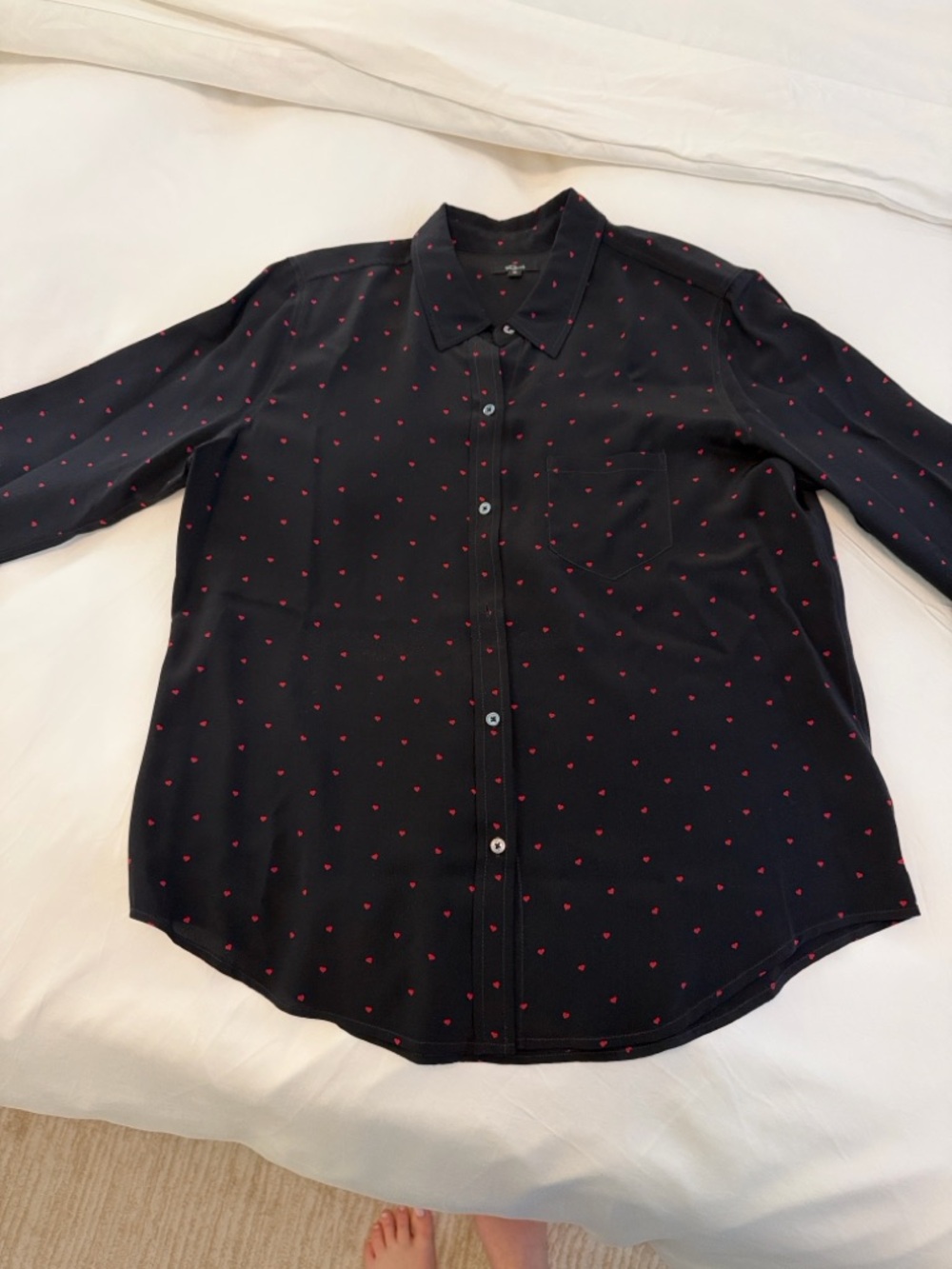 Women’s Rails Black Heart Silk Button-Down Shirt